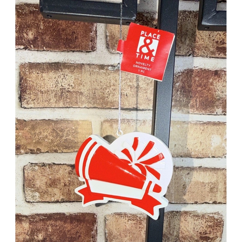 New Place & Time Red & White Megaphone Novelty Christmas Ornament Cheer